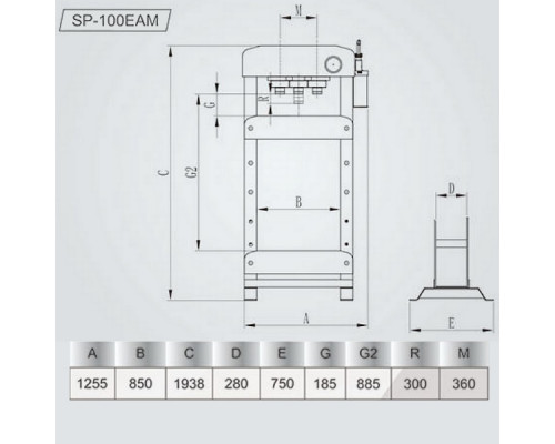 Пресс пневмогидравлический напольный, 100 т, SP-100EAM SNIT